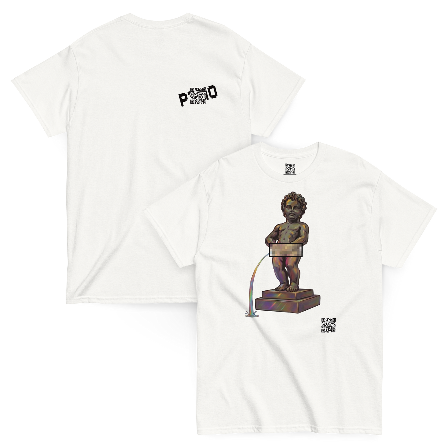 Manneken Pis Iridescent T-Shirt - PZMO Brussels Boy Statue Tee
