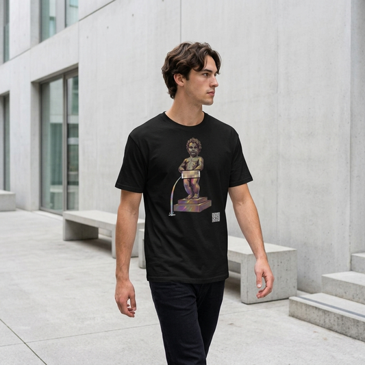 Manneken Pis Iridescent T-Shirt - PZMO Brussels Boy Statue Tee