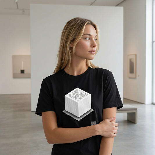 Voxel Monolith QR T-Shirt - PZMO Digital Sculpture Tee