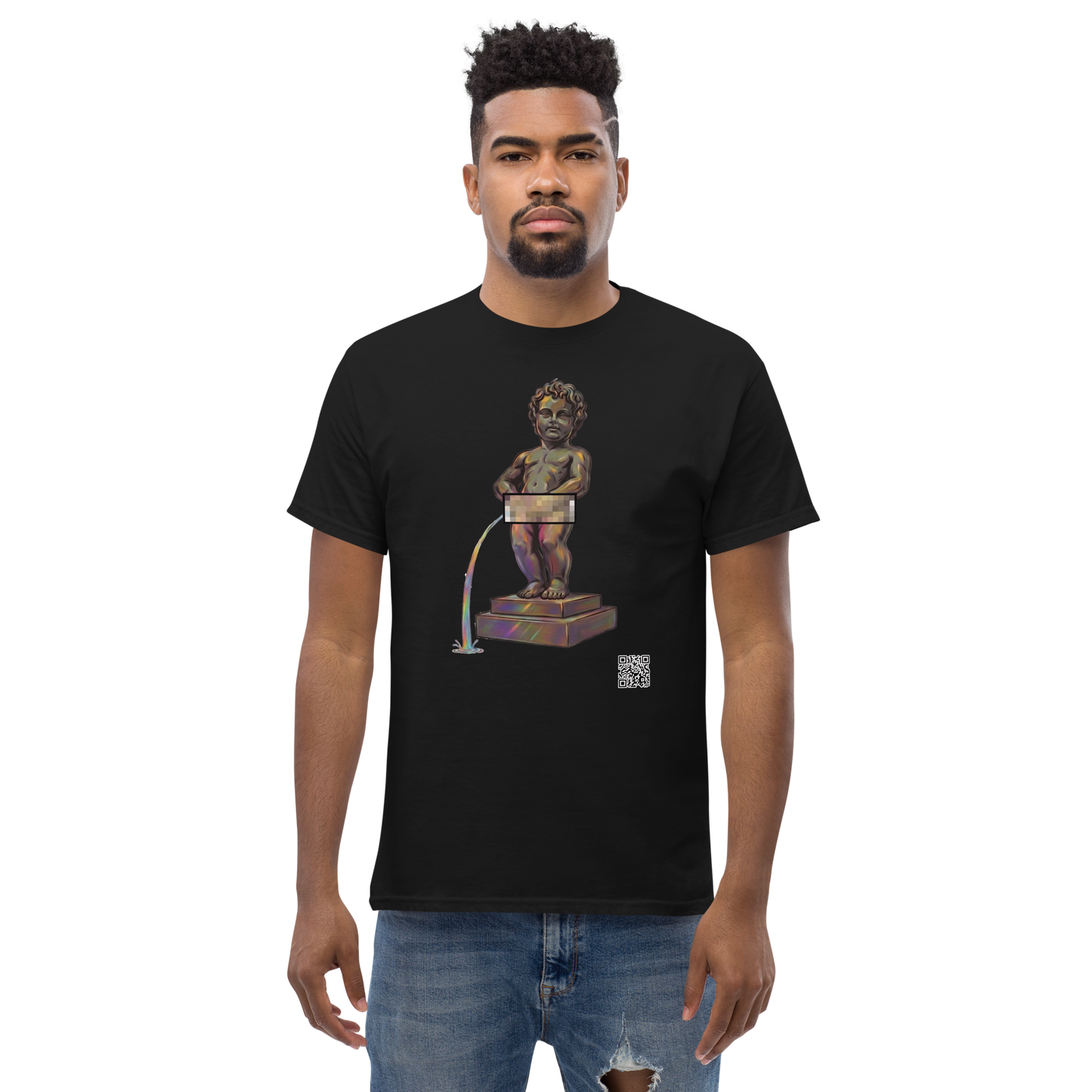 Manneken Pis Iridescent T-Shirt - PZMO Brussels Boy Statue Tee