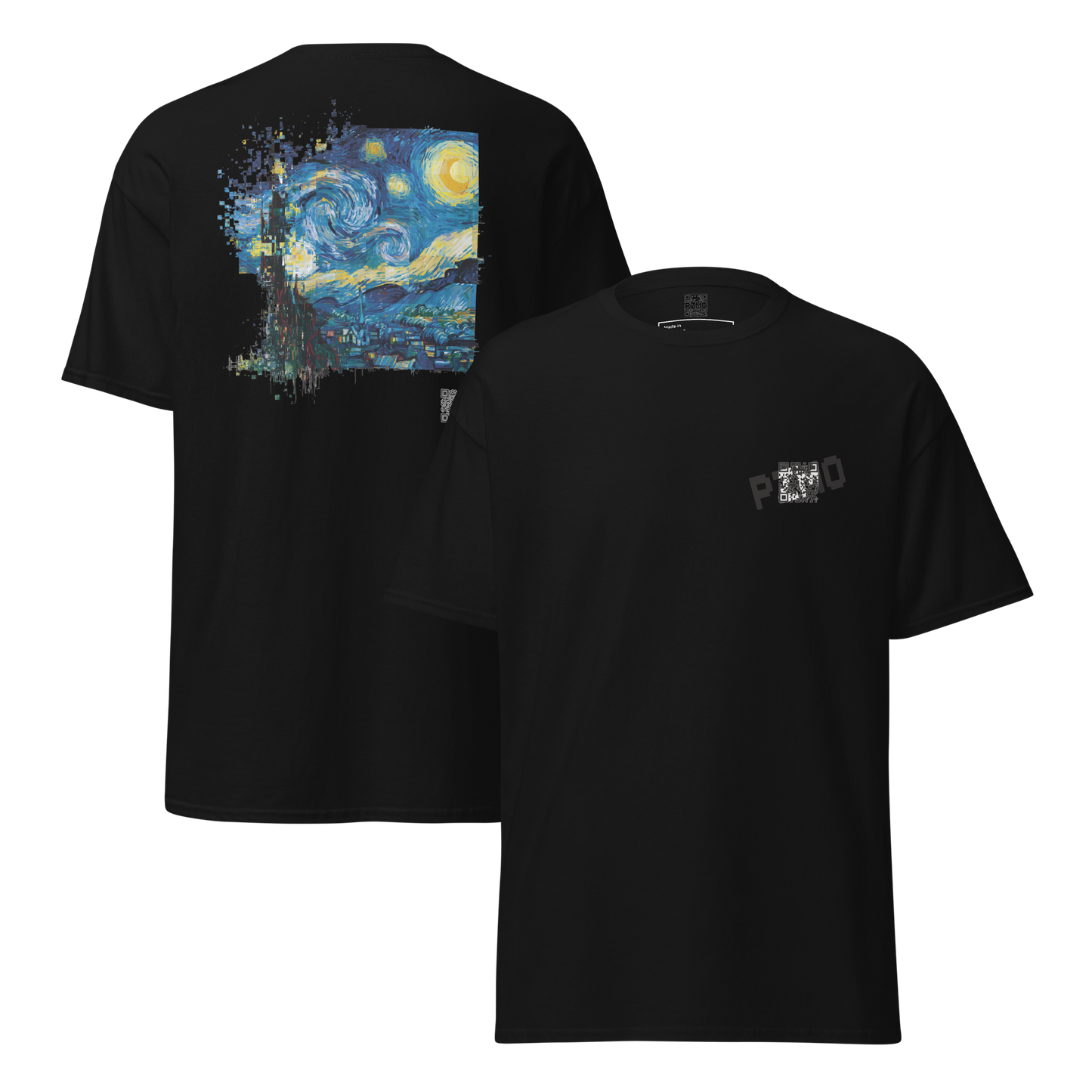 Van Gogh Starry Night T-Shirt - PZMO Vincent Van Gogh Pixel Tee