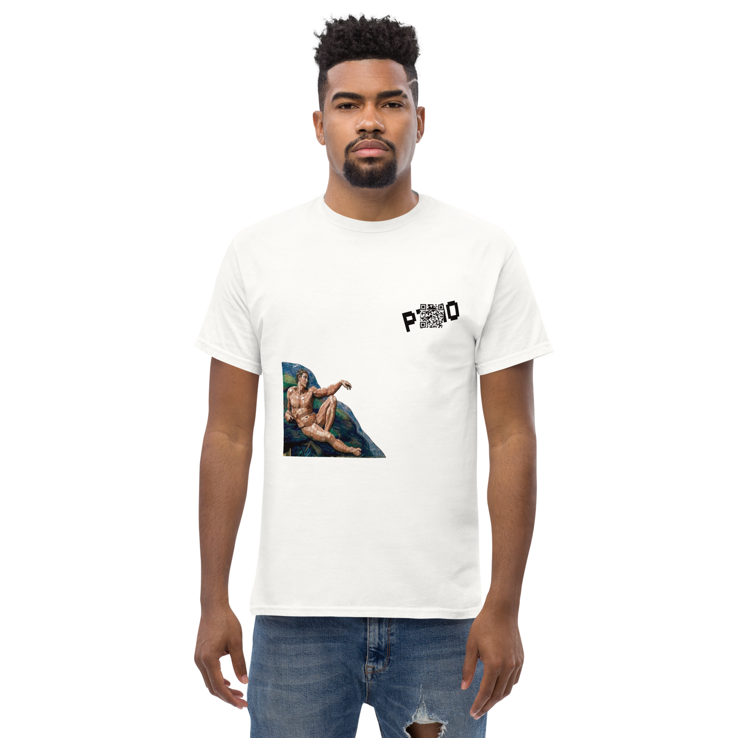 The Creation of Adam T-Shirt - PZMO Michelangelo Pixel Tee