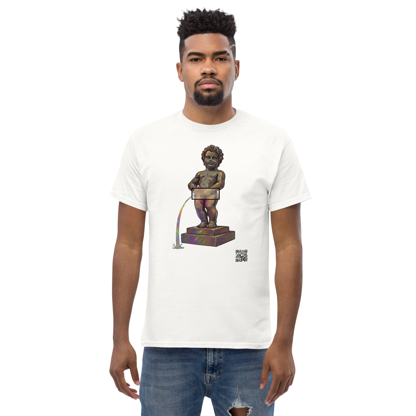Manneken Pis Iridescent T-Shirt - PZMO Brussels Boy Statue Tee