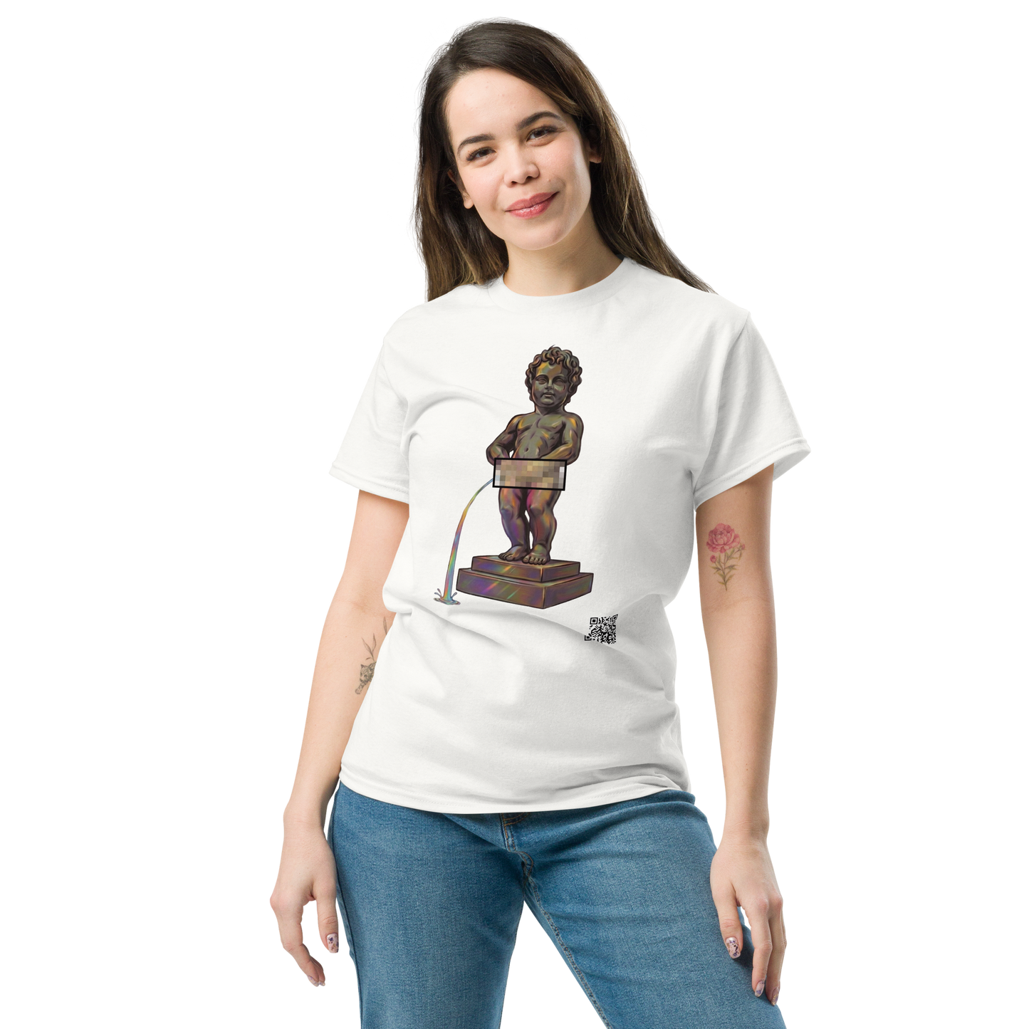 Manneken Pis Iridescent T-Shirt - PZMO Brussels Boy Statue Tee