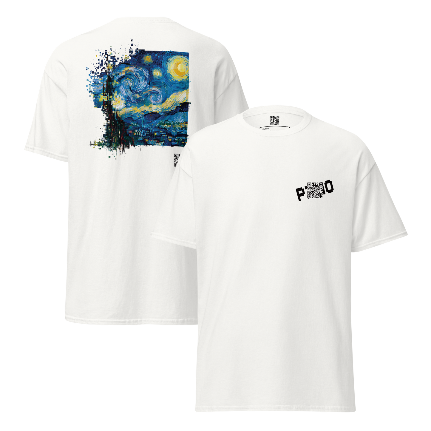 Van Gogh Starry Night T-Shirt - PZMO Vincent Van Gogh Pixel Tee